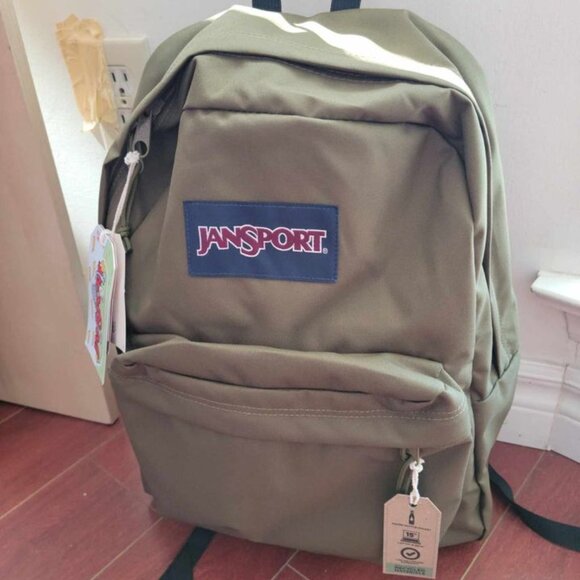 Jansport SuperBreak Plus Laptop Backpack - Army Green - Picture 2 of 5